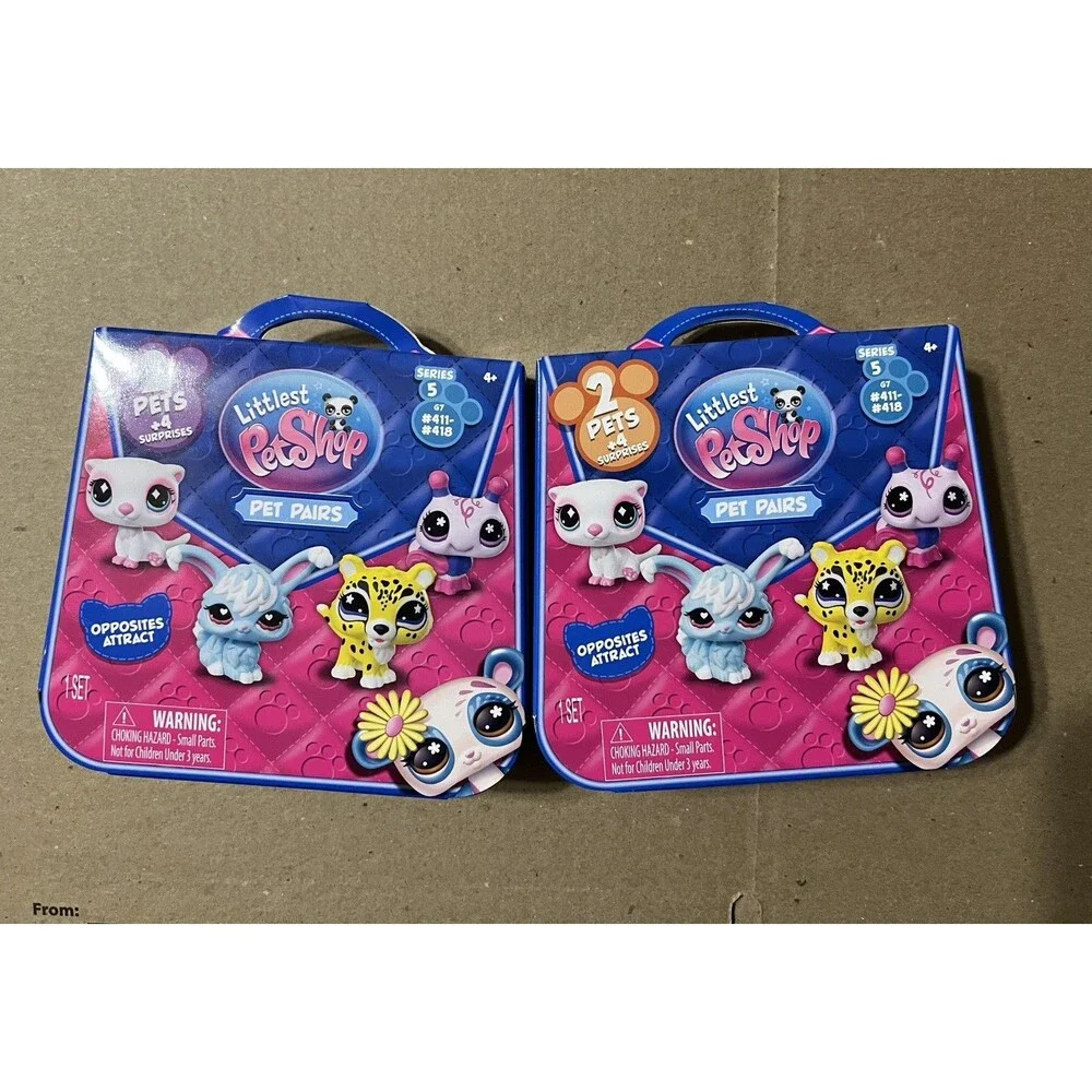 LOT OF 2 Littlest Pet Shop PET PAIRS G7 Series 5 (Purple Paw and Orange Paw)
